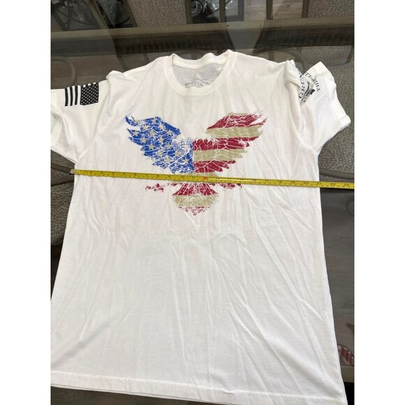 Grunt Style White Patriotic T-Shirt With American Flag Eagle Print Size Large - Picture 5 of 6